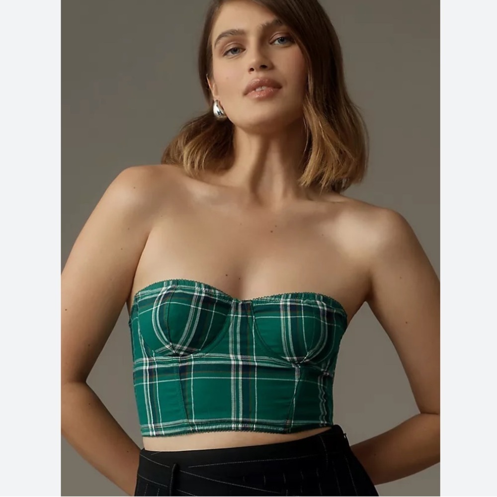 Anthropologie Plaid Bustier Top NWT